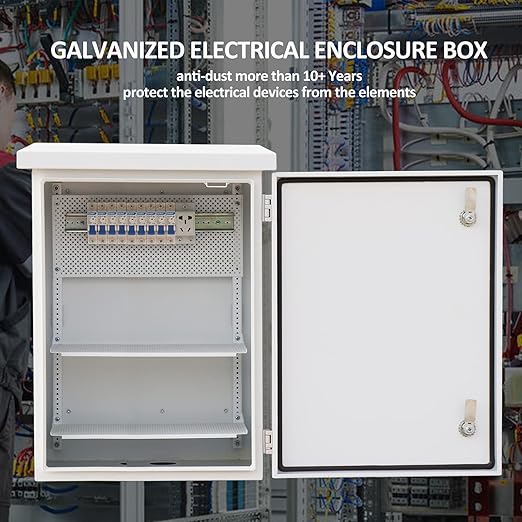 Nema Enclosure Outdoor,Waterproof Enclosure - IP Waterproof Electrical Box,Nema Electrical Enclosure Box, Metal Galvanized Electrical Enclosure (24x20x12”)