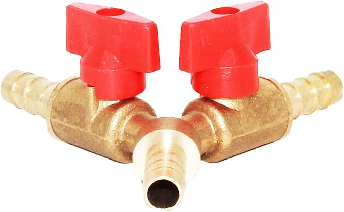 Joywayus 5/16" Hose Barb, Y shaped Type 3 way Union Intersection/Split Brass Shut off Ball Valve Fitting