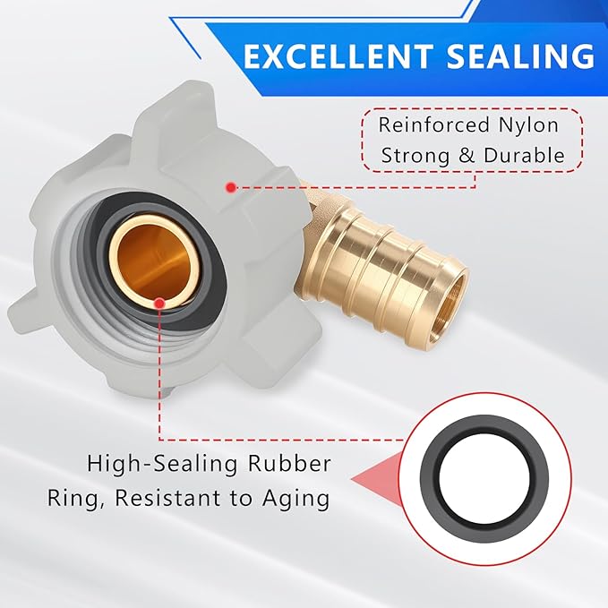 1/2" Pex × 1/2" Female NPT Swivel Elbow No-Lead Brass Crimp Fitting,PEX-B Compatible,10-Pack