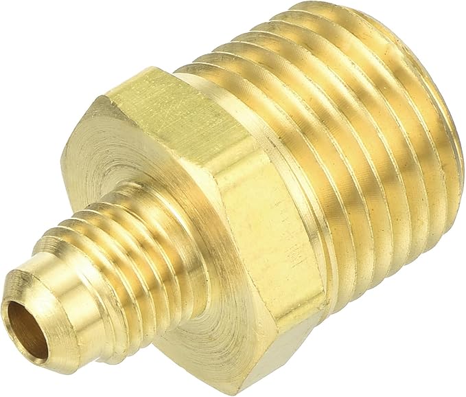 uxcell Brass Tube Fitting, 1/4O.D x 1/2NPT Brass Flared Pipe Adapter Fittings Reducing Nipples Connector, Half Union Gas Adapter for Pipe Connections, Hydraulics, Refrigeration