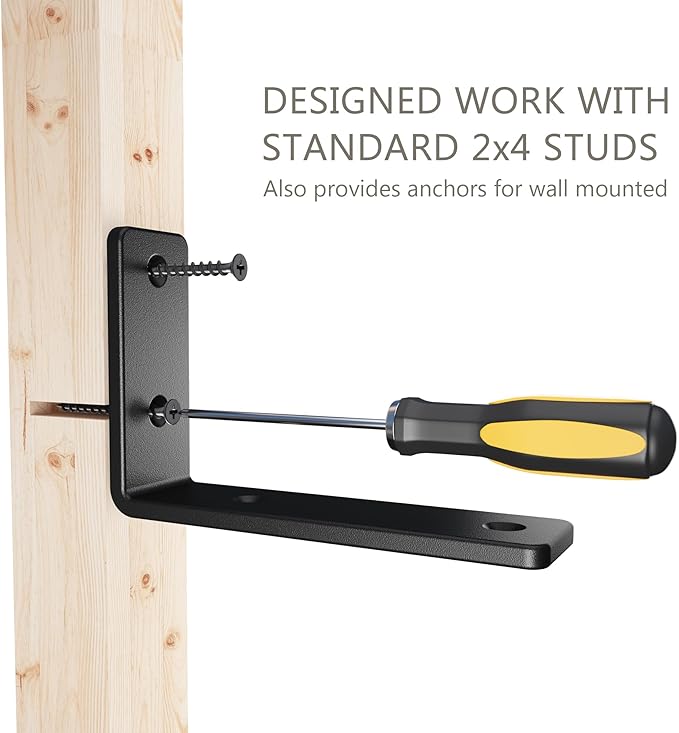 12-Pack 4 Inch Heavy Duty Shelf Brackets, Premium Floating L Bracket for Wall, Kitchen, Mantel Shelves Support | Quarter Inch (1/4") Thick | Black Powder Coated Steel