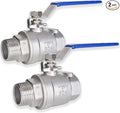 1 Inch Ball Valve, Heavy Duty Male NPT (MNPT) X Female NPT (FNPT) Thread Shut-Off Valve, 304 Stainless Steel NPT Full Port Forged 1" Ball Valve for Water Oil and Gas, 1000 WOG (2 pieces)