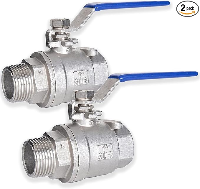 1 Inch Ball Valve, Heavy Duty Male NPT (MNPT) X Female NPT (FNPT) Thread Shut-Off Valve, 304 Stainless Steel NPT Full Port Forged 1" Ball Valve for Water Oil and Gas, 1000 WOG (2 pieces)