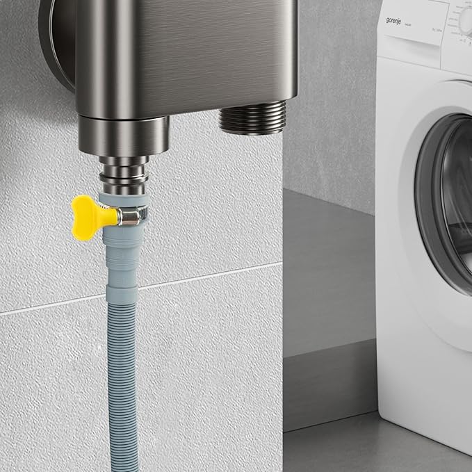 6.6 Feet Universal Washing Machine Drain Hose Flexible Dishwasher Drain Hose Extension Kits Corrugated Washer Hose w/ 1 Adapter 2 Hose Clamps 1 U-Bend Hose Holder