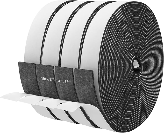 Storystore Foam Insulation Tape Self Adhesive, 1In x 1/8In x 131Ft Weather Stripping for Doors and Windows, Sound Proof Soundproofing Door Seal, Weatherstrip, Air Conditioning Seal Strip