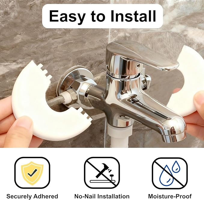 4 Pcs Wall Split Flange, Plumbing Cover Plates, Self-Adhesive ABS Escutcheon Plate for Faucet Kitchen Toilet Decorative (28mm/1.1in)