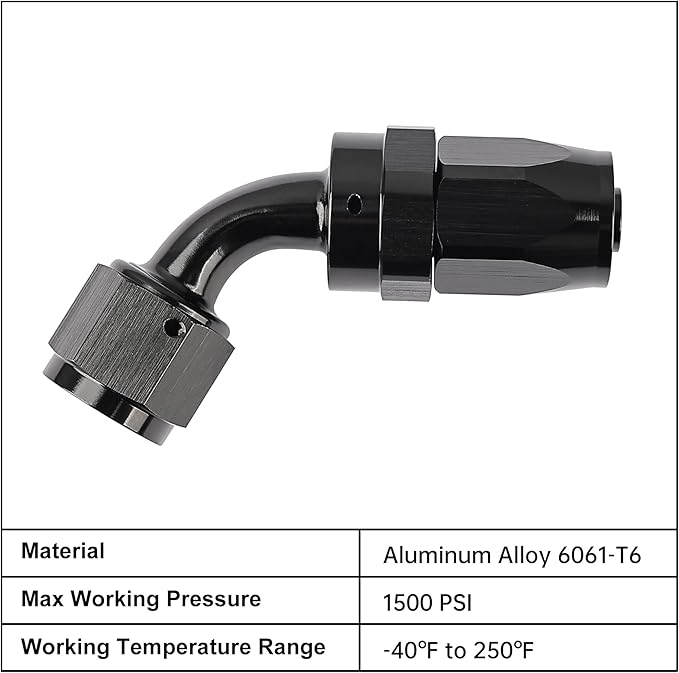 EVIL ENERGY 6AN Hose End Fitting 60 Degree Swivel for CPE Braided Fuel Hose Black