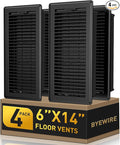 Floor Register Fits 6x14 and 14x6 Duct Opening - Floor Vent Covers with Heavy Duty Steel - Wide Adjustable Louvers for Maximum Airflow - Air Register Ideal for Home & Large Spaces - Black - 4 Pack