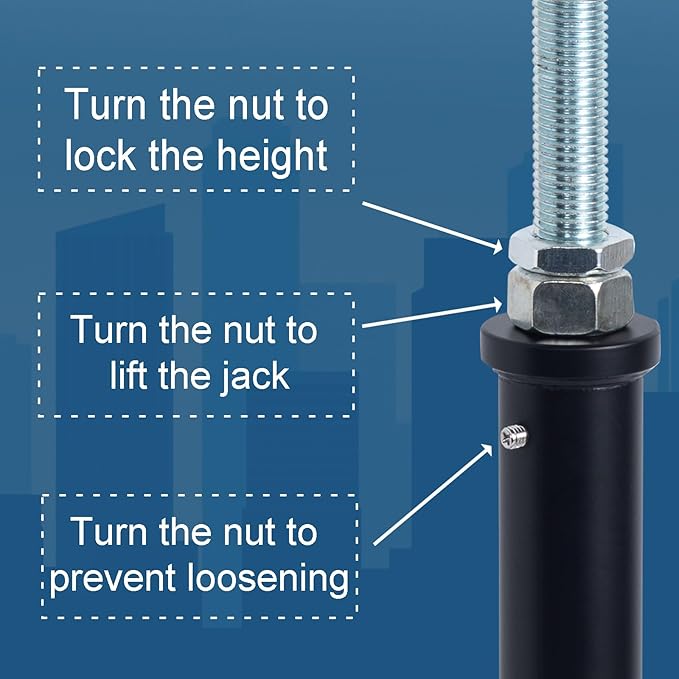 4 Pack U-Shaped Floor Jack - Adjustable Steel Beam Support for 4x2, 4x4, 4x6 Joists Heavy Duty Screw Jack with U-Head Telepost & House Jack.15-19 Inch Adjustment Range.