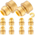 10-Pack HeSun Pushfit Female Adapter, 1" FNPT x 3/4" Push to Connect Plumbing Fittings with Disconnect Clip, Brass Push-fit Fittings for PEX, Copper, CPVC, PE-RT Pipes(PF136-10)