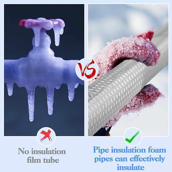 4 Pcs Pipe Insulation Foam Tube - Self-Adhesive Wrap for Winter, Irrigation, Sprinkler, Spigot & Water Heater Pipes (1.3 Ft x 0.6 In)