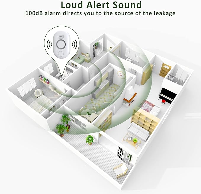 Water Leak Detector Sensor Alarm: Home Water Flooding Monitor Smart Sink Overflow Monitoring Adjustable Wet Moisture Alert Pipe Leakage Drip Detection Warning for Basement Floor 3Pack