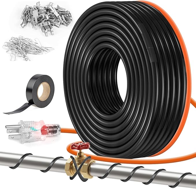 115FT（3FT-200FT） Pipe Heating Cable for Pipe Freeze Protection, Heat Cable for Water Pipes(Metal and Plastic), Pipe Heat Tape Keeps Water Flowing at -40°F 5w/ft, 120V Plumbing fixture