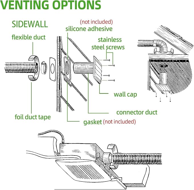 6" Dryer Vent Kit with Hose/Duct Connector/Wall Plate, Dryer Vent Hose Connector Wall Ducting Kit for Bathroom Ventilation Fans Exhaust,Ceiling Washer Air Circulation