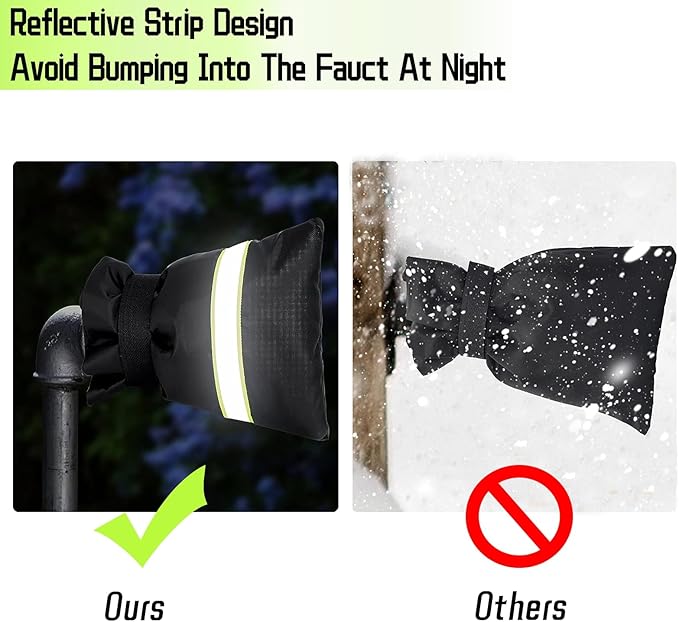 2 Pack Outdoor Faucet Covers for Winter, 13" W x 25" H Outside Yard Hydrant Protector Socks Winter, Insulated Hose Bib Protector Cover, Spigot Pipe Cover Freeze Protection Black