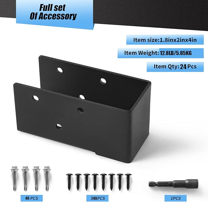 24 Pcs 2"x4" Outdoor Trim Concealed Flange Joist Hangers, Q235B Steel Powder Coated Mounts for 2"x4" Beam Swing