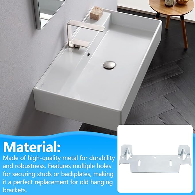 382430-1120A Steel Hanging Bracket for Wall-Mounted Sink, Featuring Multiple Holes for Securing The Threaded Stud Backplate（2 Pack）