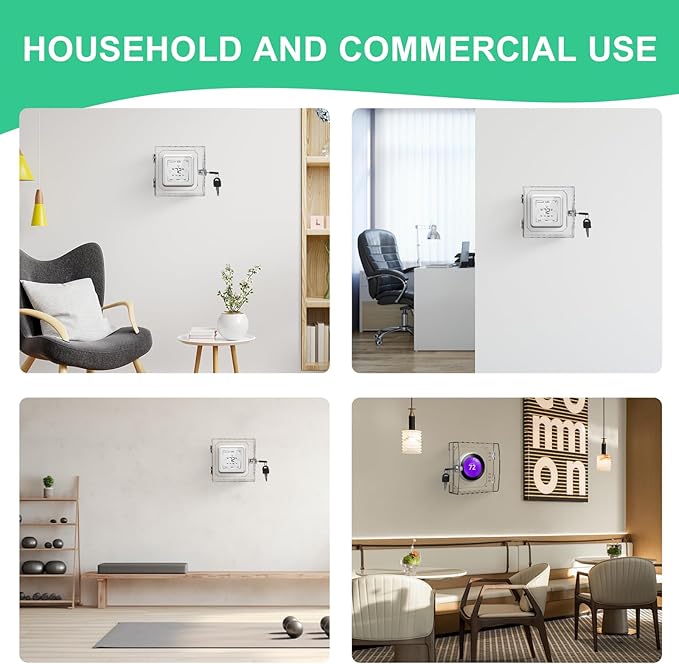 Thermostat Lock Box Upgrade Thickened with Key Transparent AC Lock Box Cover is Suitable for Wall thermostats, Suitable for 4.72×4.72×2 inches or Smaller