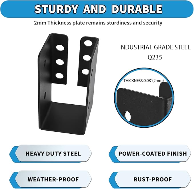Concealed Joist Hanger 16PCS,2"x4" Joist Bracket,Framing Bracket,Railing Brackets,Q235B Steel Powder-Coated Joist Hanger Fit for Beam,Swing, Handrail,Fence