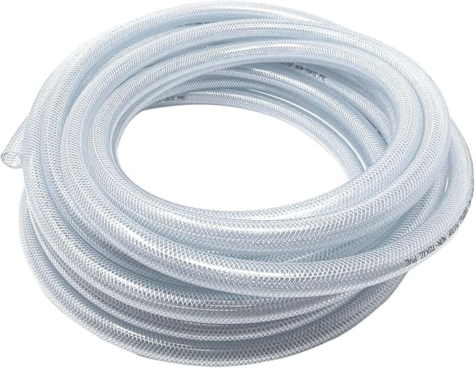 Gloxco Clear Braided PVC Tubing, Food Grade, Heavy Duty Reinforced Hose, 3/4" ID, 50 Ft Length