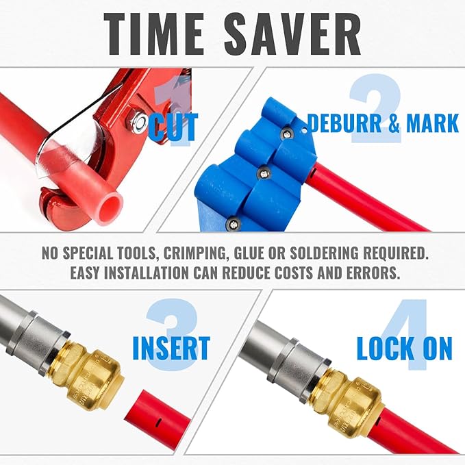 SUNGATOR 1/2 Inch Male Adapter, 1/2 Inch MNPT Adapter, No Lead Brass Push-to-Connect Plumbing Fittings for Pex Pipe, Copper, CPVC, with 1 Disconnect Clip, Pack of 2