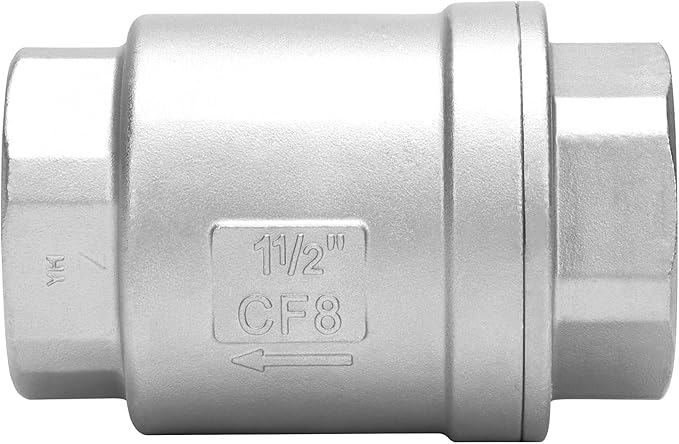 1-1/2 Inch Vertical Check Valve SUS304 Spring Loaded Check Valve in-line Low Cracking Pressure CF8M WOG 1000