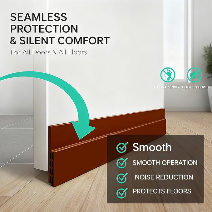 2 Pack Door Draft Stopper for Bottom of Door, 39" Silicone Weather Stripping Door Seal Strip, Self Adhesive Door Sweep Noise and Dust Blocker, Energy Saving Under Door Draft Blocker for Home & Garage