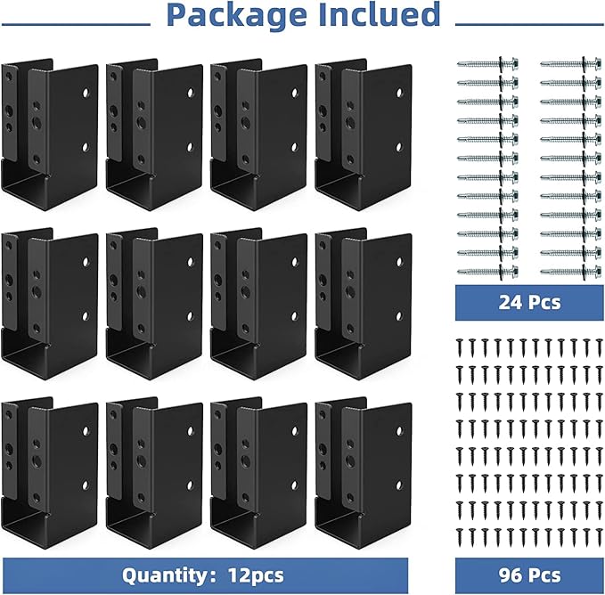 12 PCS Concealed Joist Hanger,2" x 4"Outdoor Concealed-Flange Hanger,Concealed Face Mount Joist Bracket for 2"x4" Beam ,Swing,Fence