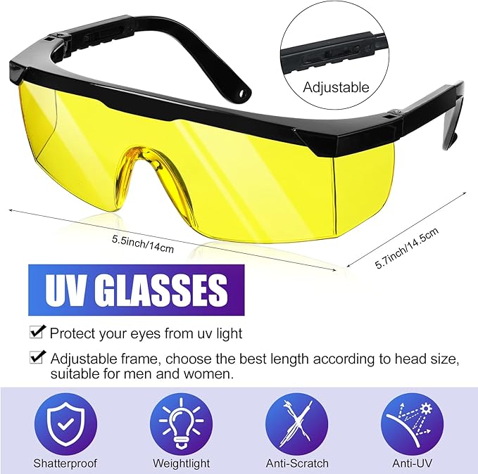 5 Pieces Auto Air Conditioner Leak Detector Tool Air Condition UV Oil Dye Leak Detection kit 68 LED Flashlight with 4 UV Protective Glasses for Car Air Conditioning Leak Test