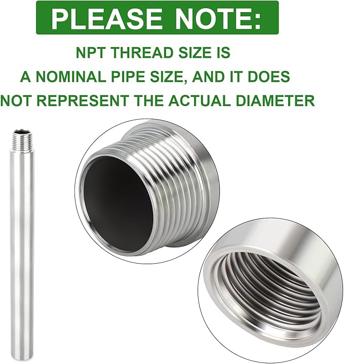 TAISHER 2PCS Stainless Steel Pipe Fittings, 3/8" NPT Male x 3/8" NPT Female Threaded, 10" Length Nipple Cast Pipe