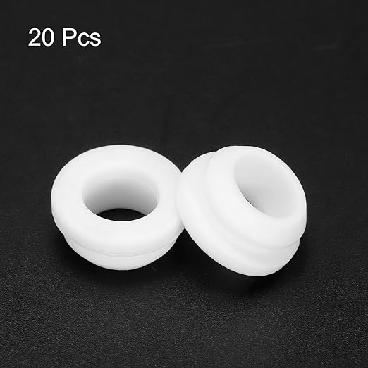MECCANIXITY 20Pcs Snap Silicone Rubber Grommet Plug Mount Dia 12mm ID 9mm Narrow Groove Width 2mm Seal Anti-Scratch Sleeves for Electrical Box Cable Pipes White