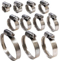 11-Piece Embossed Worm Gear Hose Clamps Assortment Kit, Adjustable 5/16"-2-3/8" (8-60mm), 304 Stainless Steel, 11 Sizes Set for Plumbing, Automotive, and Mechanical
