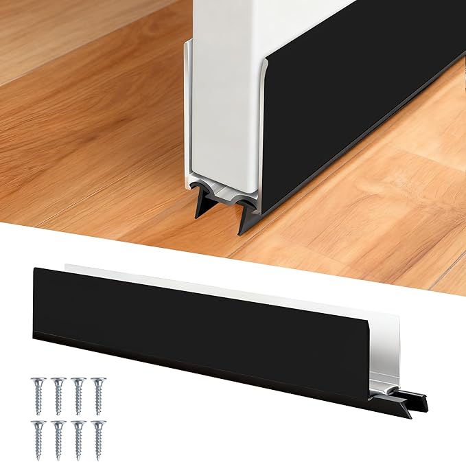 1" x 36" White Aluminum Storm Door Sweep Replacement Weatherproof Bottom Seal for Security Doors (1, Black)