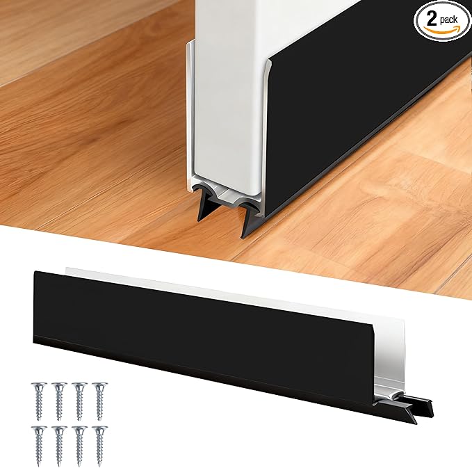 1" x 36" White Aluminum Storm Door Sweep Replacement Weatherproof Bottom Seal for Security Doors (2, Black)