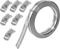 Hose Clamps Assortment Kit, CUKAYO 304 Stainless Steel DIY 9.8 FT Metal Strap+6 Stronger Fasteners, Large Adjustable Worm Gear Band Hose Clamps Screw Clamps Duct Pipe Metal Clamp Strapping