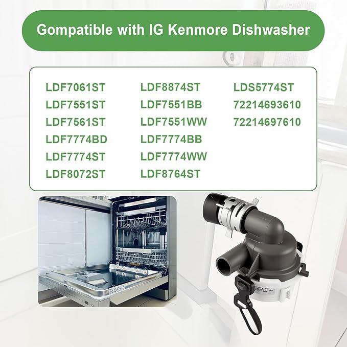 Upgrade ABQ73503004 ABQ73503002 Dishwasher Drain Pump Assembly Fit For LG Kenmore Replacement 4116058 AP5973786 PS11706890 EAP11706890