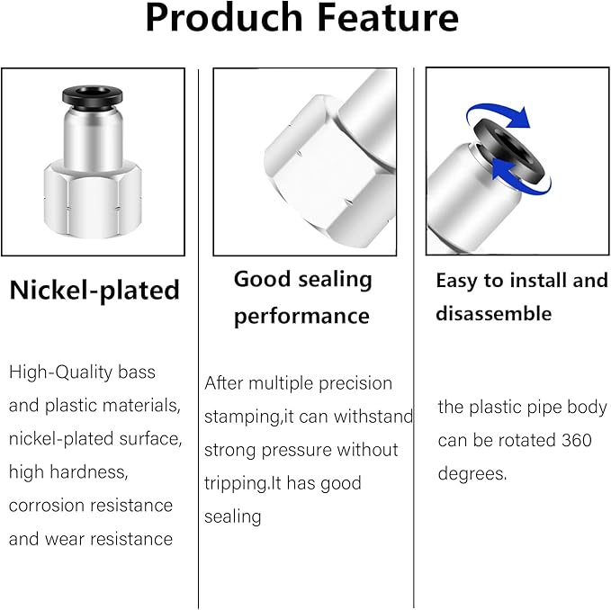 1/4" Npt Female Air Fittings Push to Connect Fittings,CEKER 3/8 Inch Tubing Air Line Fittings Pneumatic Fitting Push in Connectors Quick Connect Air Hose Fittings 5Packs