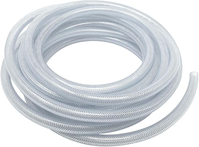 Gloxco Clear Braided PVC Tubing, Food Grade, Heavy Duty Reinforced Hose, 1/4" ID, 25 Ft Length
