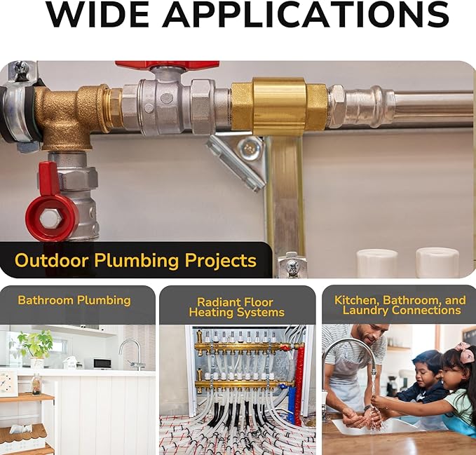 25 Pack Pex Fittings, 1/2" Pex 90 Degree Elbow, Heavy-Duty Brass Crimp Fittings for PEX Pipes with Leak-Resistant Construction, NSF & UPC Certified