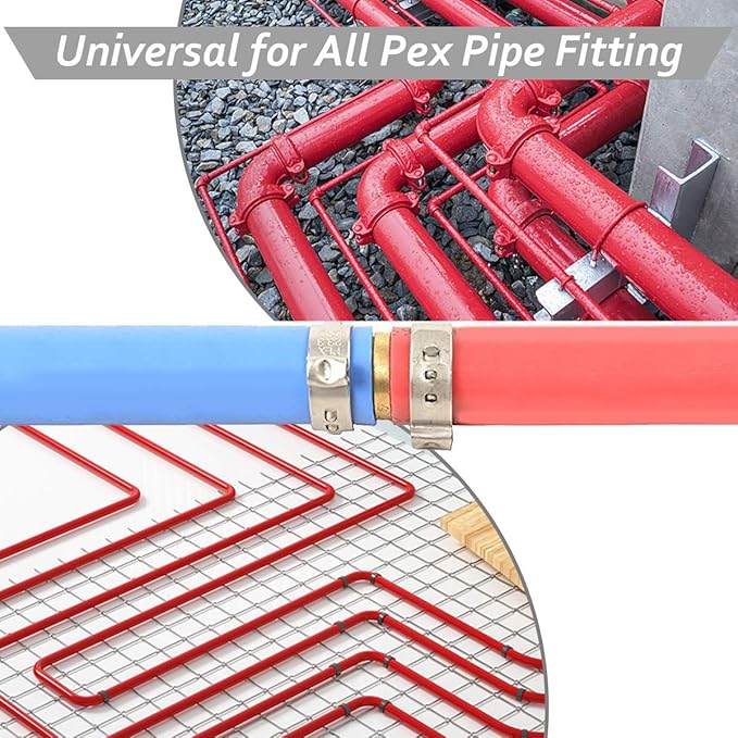 50 PCS 1/2 Inch PEX Cinch Clamp Rings, Stainless Steel PEX Fittings Crimp Rings Pinch Clamps for PEX Tubing Pipe Fitting Connections (1/2 Inch)