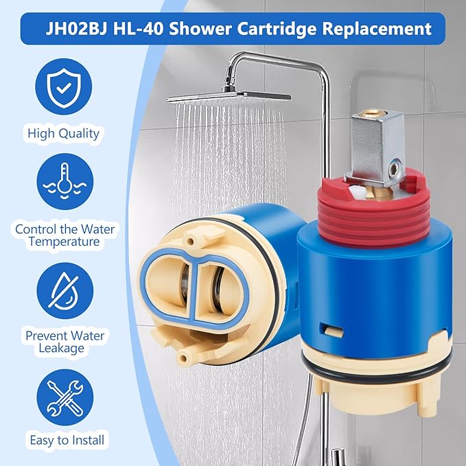 JH02BJ HL-40 Ceramic Pressure Balance Cartridge Replacement for Zurn, CFG, Dominion, Aqua Source, and More, 40mm Shower Faucet Cartridge
