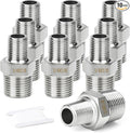 TAISHER 10PCS 304 Stainless Steel New Hex Nipple, 1/4" NPT Male x 1/8" NPT Male, Reducing Pipe Adapter Fitting