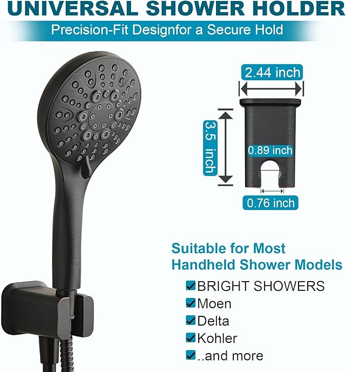 BRIGHT SHOWERS Wall Supply Elbow with Shower Head Bracket for Handheld Shower Head, Brass Core Wall Mounted Water Outlet, G1/2 Connector, Oil Rubbed Bronze