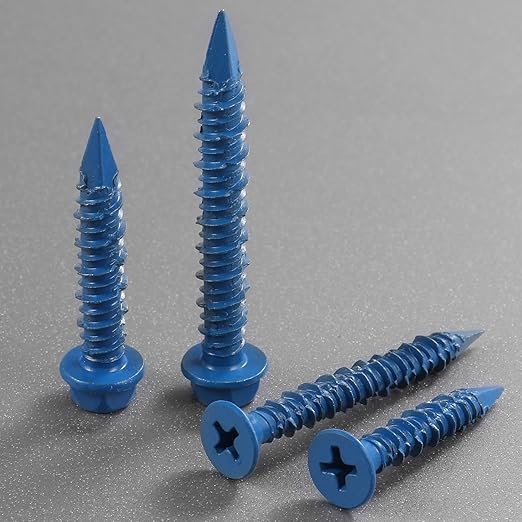 1/4 x 3-3/4 Inch 27Pcs Concrete Screws, Flat Head Screw Anchor with Drill Bit, for Masonry, Block, Brick, Cement, Stucco, Diamond Point