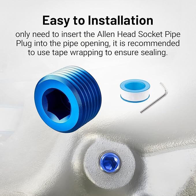 EVIL ENERGY 1/2" NPT Plugs Aluminum Socket Allen Head Blue, Pack of 2