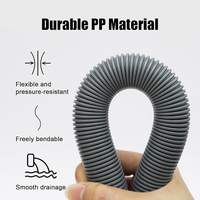 16.4 FT Universal Washing Machine Drain Hose, Drain Hose Extension Kit for Washer, Dishwasher, Dryers, Dehumidifier with 4 Hose Clamps, 1 U-Holder, 1 Adapter, Fit for 0.79-1.5 inch Drain Outlet