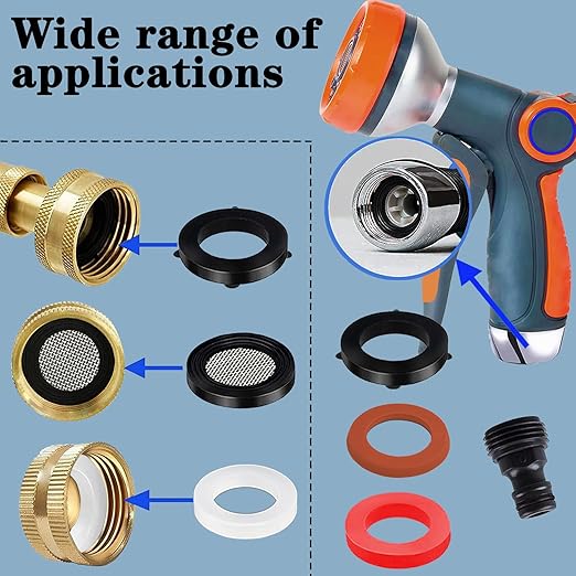 129 PCS Garden Hose Washers Shower Head Gaskets with Screen Filter,Silicone Rubber Washer for 3/4,1/2 Inch Water Fittings Plumbing Shower Hose Splitter Washing Machine Rv Faucet