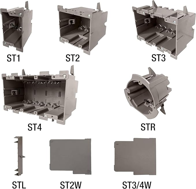 SmarToggle Four Gang Retrofit Wall Box – Old Work Electrical Box for Stud or No-Stud Mount | 1-1/2" Toggle Depth | Quad Device, Smart Switch, or Outlet PC Wall Box, 20-Pack