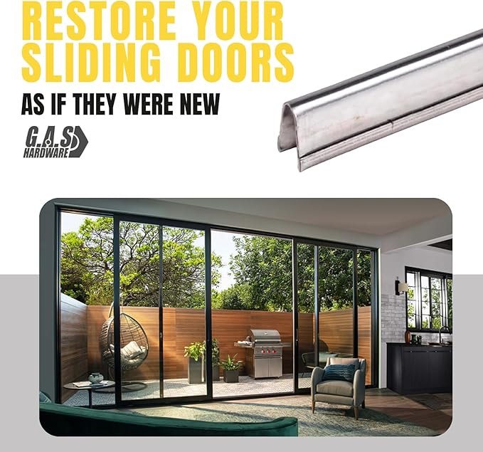 Sliding Door Repair Track Cover Repair Worn Damaged Sliding Glass Door Repair Horizontal Sliding Window Tracks Stainless Steel | Track Replacement for Patio Glass Door (6 Feet, 2 Pack)