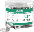 30pcs 3/8 Inch Conduit Clamp 304 Stainless Steel, Rigid Metal Pipe Clamp U Bracket, 2 Holes Pipe Strap for Automotive, Wire & Tube